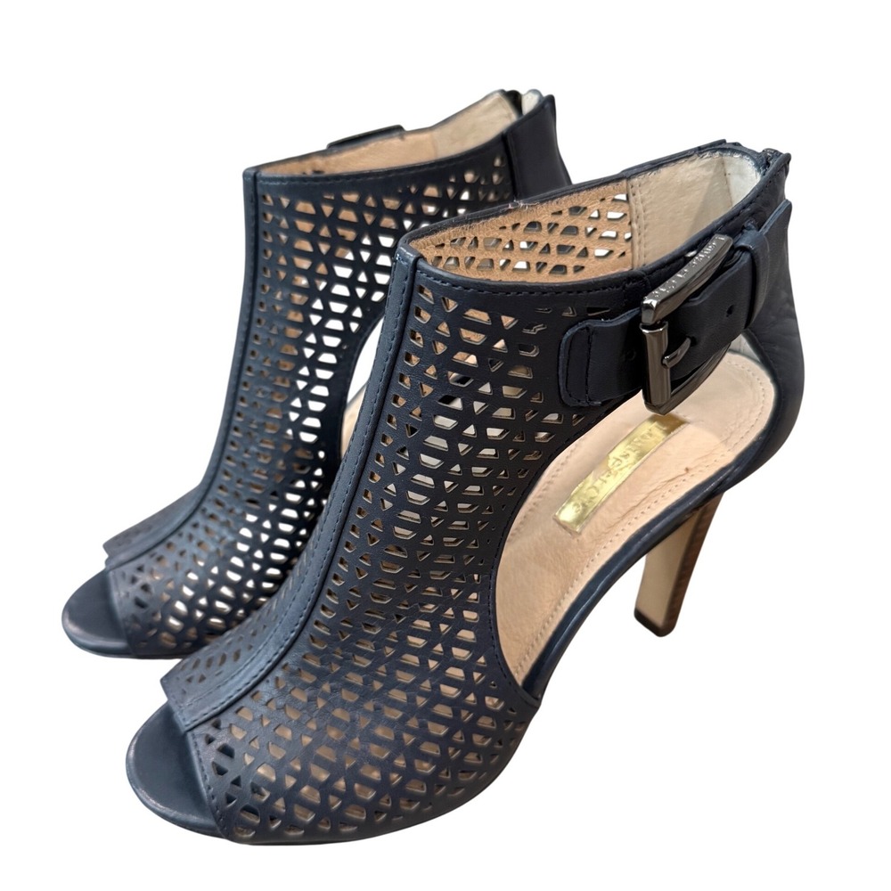 Louise et Cie Perforated Peep‎ Toe Heels Navy 5.5 B Ankle Strap